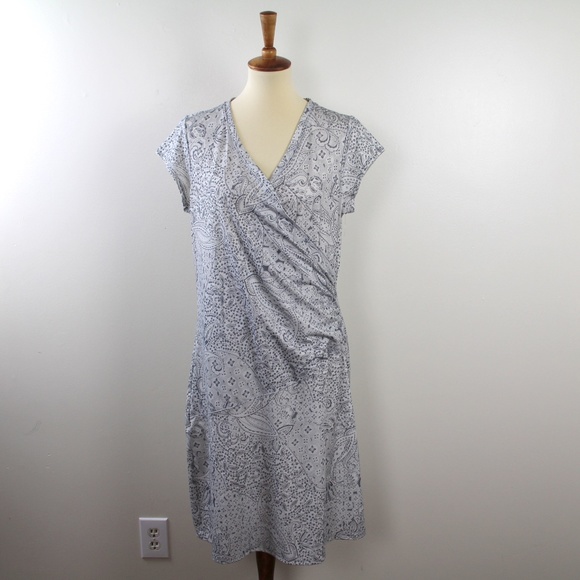Athleta Nectar Faux Wrap Dress Paisley Print XL